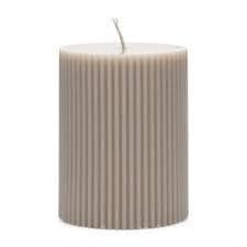 AD Art Creations A Grade Perafin Wax Round Pillar Big Gear Ribbed Candle Long Burning Time & Smokeless Unscented White 2.5 X 3 Inches for Home Décor Pack of 6