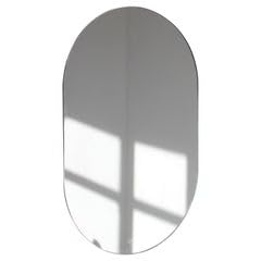 SEVEN HORSES Frameless Capsul Shape Bevelled Wall Mirror for Dressing,Bedroom,Bathroom, Living Room,Entrance and Makeup Mirror (12 inches X 26 inches) (Rectangular, unframed, White)