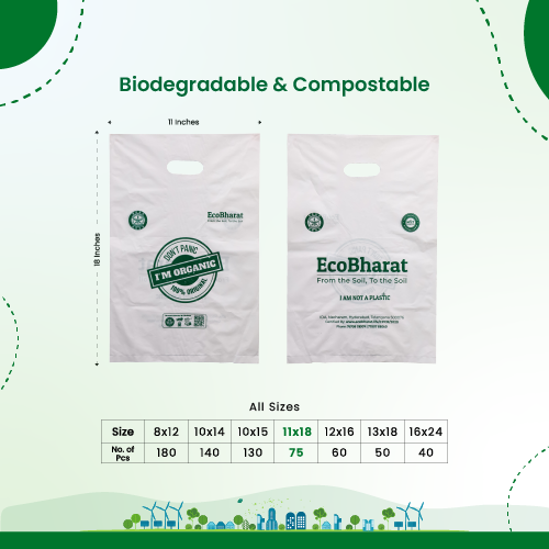 Biodegradable and Compostable D-cut Carry Bags 11x18(70pcs)