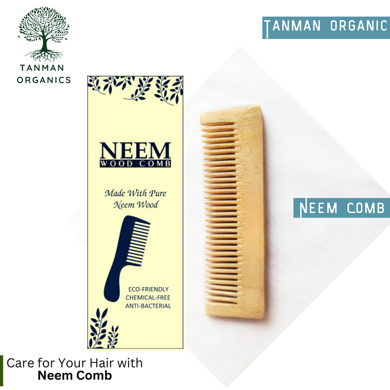 Tanman Organics Pure Kacchi Neem Wood Comb Pack Combo -01 (Pack of 2)