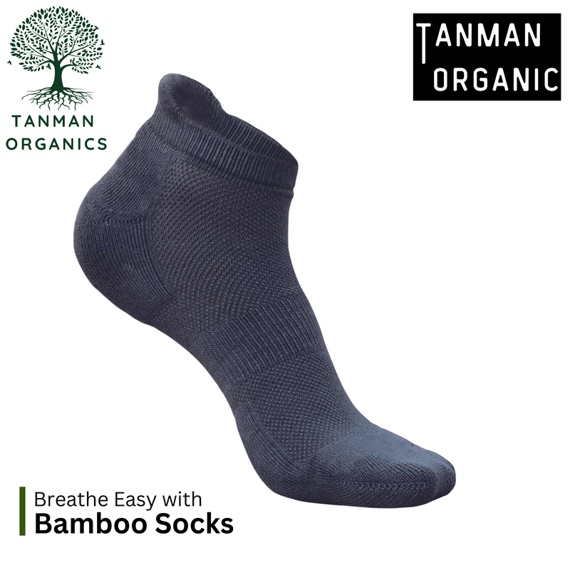 Tanman Organics Bamboo Fiber Unisex Ankle Socks (Odour Free) - Steel Grey