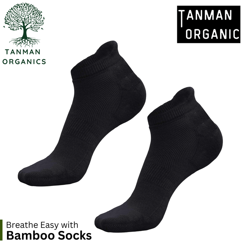 Tanman Organics Bamboo Fiber Unisex Ankle Socks (Odour Free) - Black