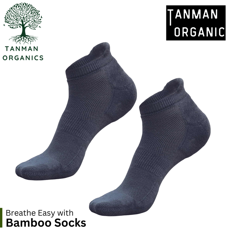 Tanman Organics Bamboo Fiber Unisex Ankle Socks (Odour Free) - Steel Grey