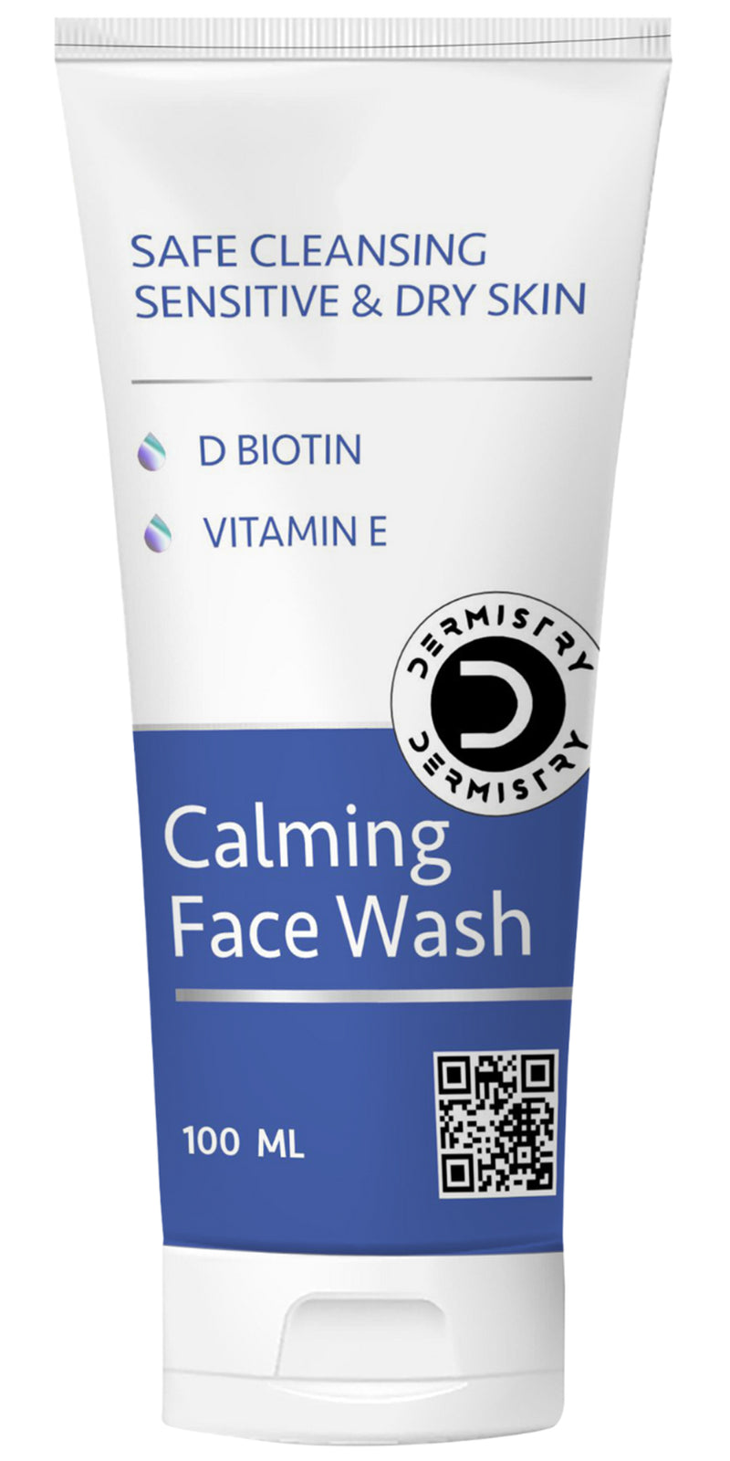 Dermistry Sensitive & Dry Skin  Care Calming Soothing Creamy Mild Safe Moisturizing Soap Free Face Wash Safe Gentle Cleansing I Sulphate Free I D Biotin Vitamin E I Suits Combination & All Skin Types I Men Women 100 ml