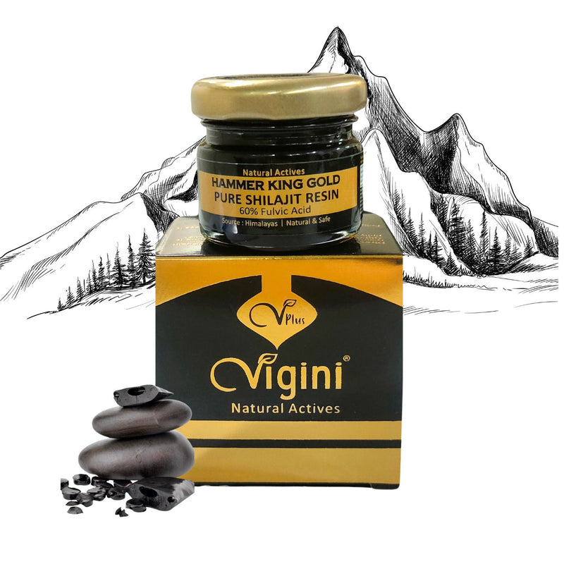 Vigini Natural Hammer King Gold Pure Original Himalayan Shilajit Resin 60% Fulvic Acid Straight Stamina Testosterone Power Booster For Men-50ml