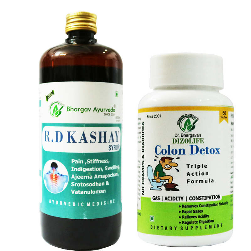 Dr.Bhargav's R.D Kashay Syrup 500 ml & Colon Detox Triple Action formula 60 Capsule