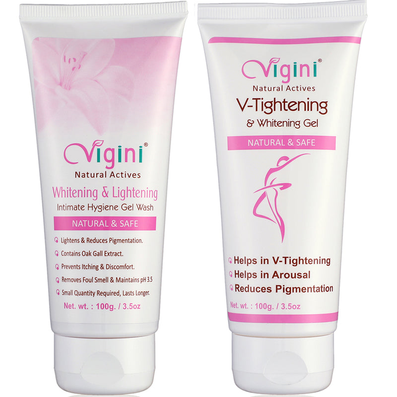 Vigini Vaginal Whitening Lightening Intimate Feminine Hygiene Gel Wash & V Tightening & Moisturizing Gel-200ml