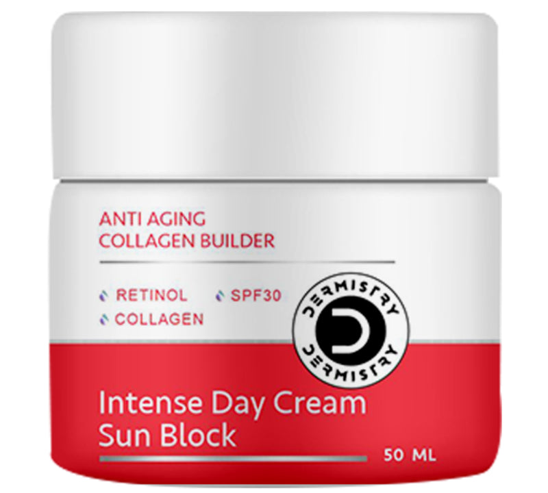 Dermistry Anti Ageing Collagen Builder SPF30 Retinol Hyaluronic Acid Sun Block Day Face Moisturizer Cream I Lifts Fine Lines & Wrinkles I Hydrating Skin Nourishing Age Protect I Firming Renewal 50ml