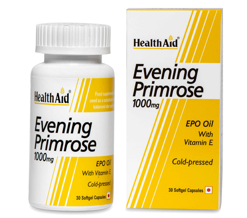 HealthAid I Evening Primrose Oil 1000 mg With Vitamin E I 30 Softgel Capsules