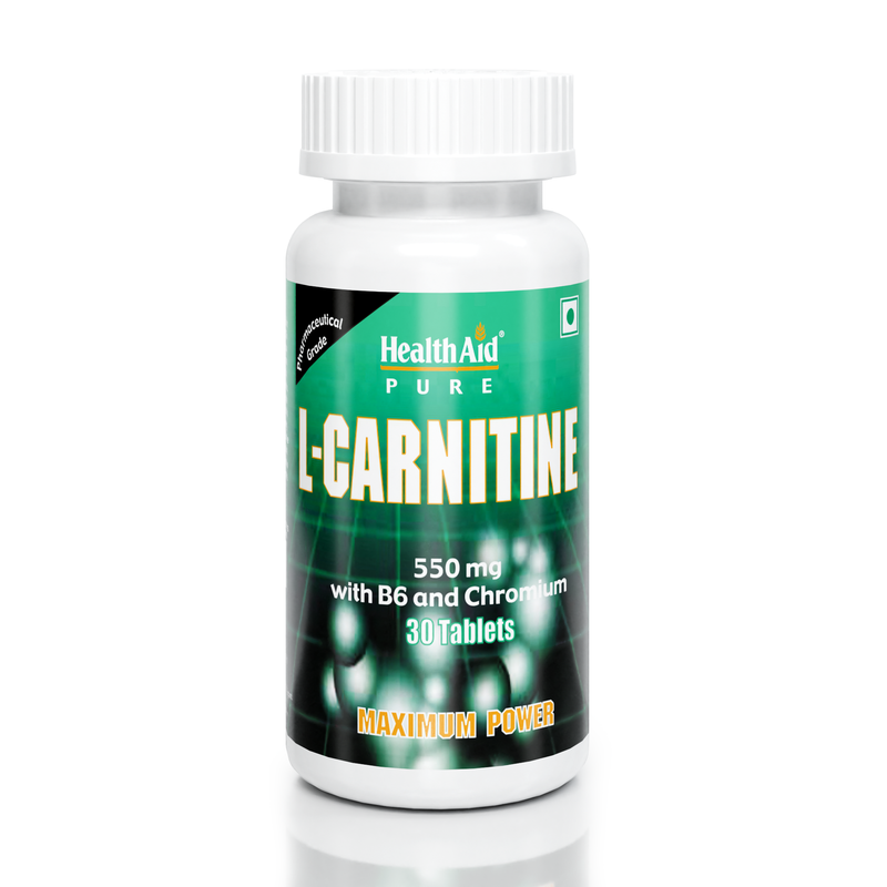 HealthAid I L-Carnitine 550 mg with Vitamin B6 I Chromium I 30 Tablets