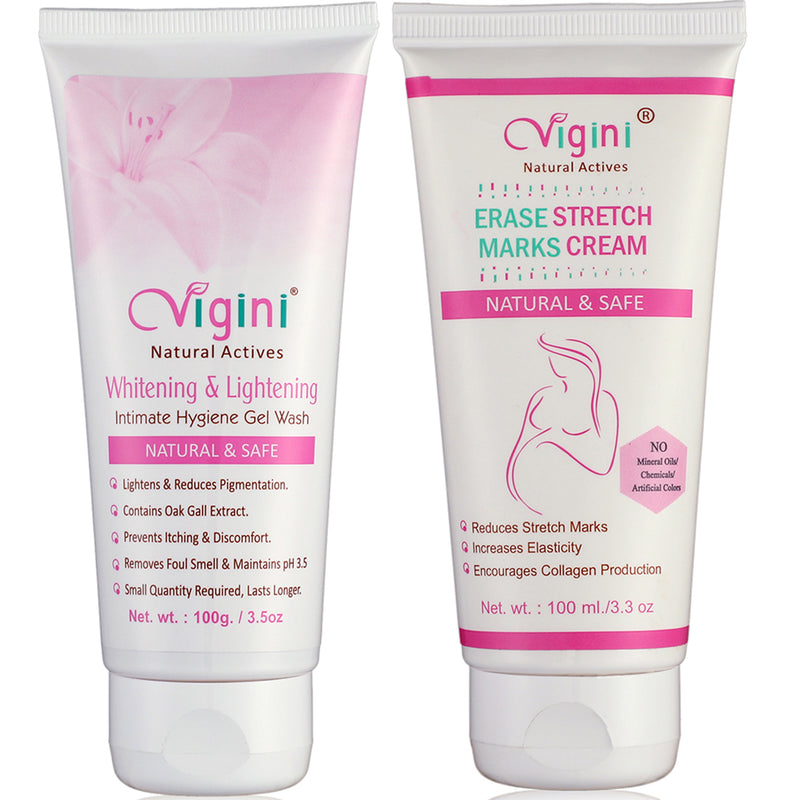 "Vigini Vaginal Whitening Lightening Intimate Feminine Hygiene Gel Wash & Erase Stretch Marks & Scar Removal Cream During After Pregnancy-200ml "