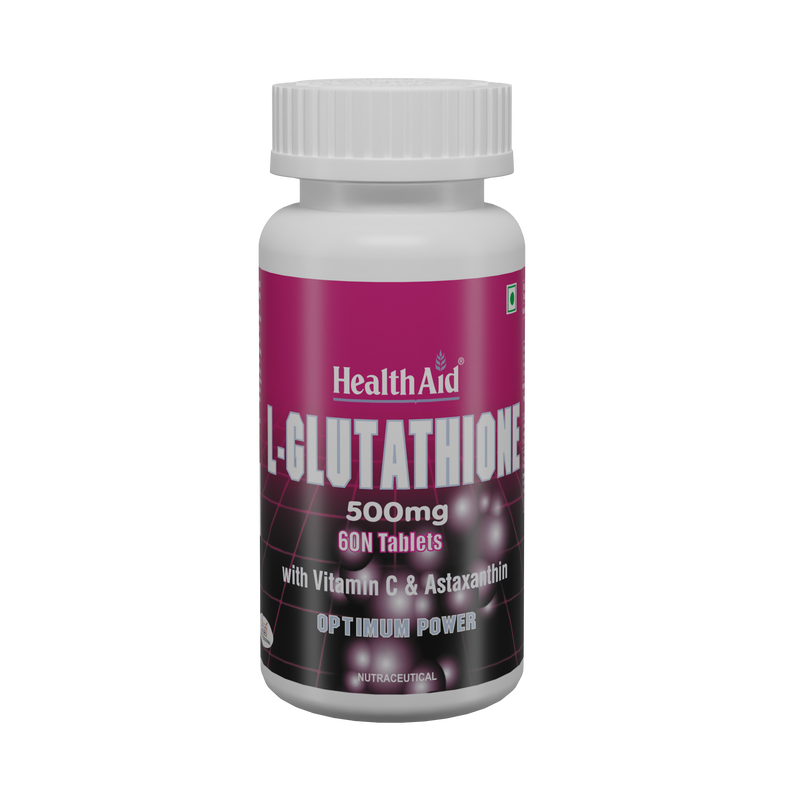 HealthAid I L-Glutathione 500 mg with Vitamin C I Astaxanthin I 60 Tablets