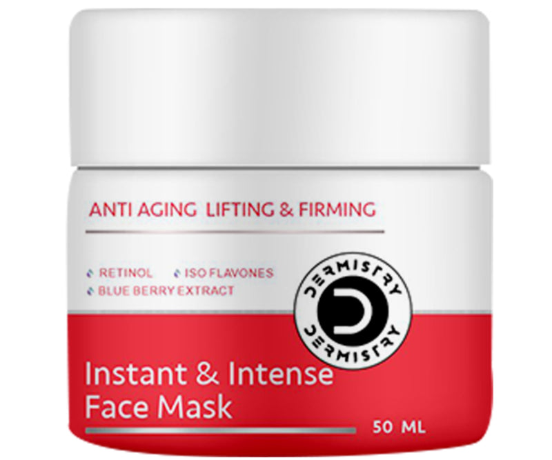 Dermistry Instant & Intense Anti Ageing Face Pack Mask I Firming Lifting Tightening Glowing Skin I Wrinkle Fine Lines Uneven Tone Reduction I Retinol Blueberry Ext Iso Flavones I 50ml