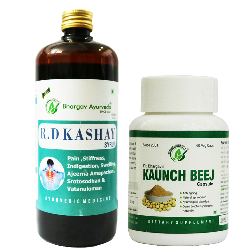 Dr.Bhargav's R.D Kashay Syrup 500 ml & Kaunch Beej 60 Capsule