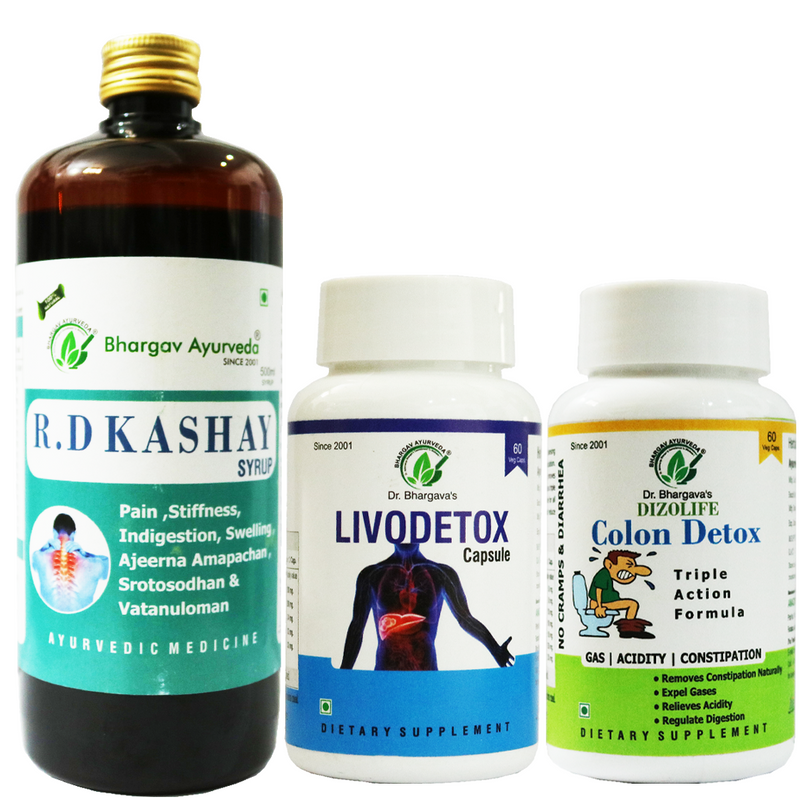 Dr.Bhargav's R.D Kashay Syrup 500 ml & Livo Detox 60 Capsule with Colon Detox Triple Action formula 60 Capsule