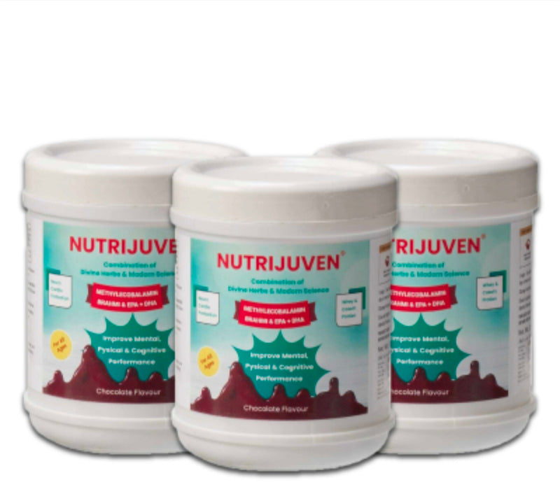 Nutrijuven-A Complete Nutrition I Divine Hearb I Whey I Casin protein I Milk Protien I EPA I DHA I Methylcobalamin I Brahmi I Ashwagandha I Spirulina I Multinminerals I Multivitamins I Pack of 4 200gm