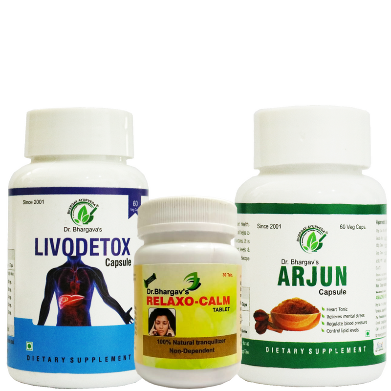 Dr.Bhargav's Livo Detox 60 Capsule & Arjun 60 Capsule & Relaxo Calm 60 Capsule