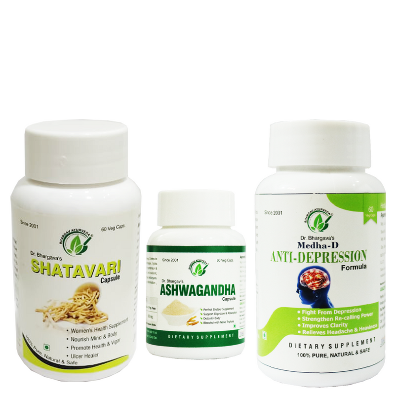 Dr.Bhargav's Shatavari Capsule 60 cap & Ashwagandha 60 Capsule with Medha-D 60 Capsule