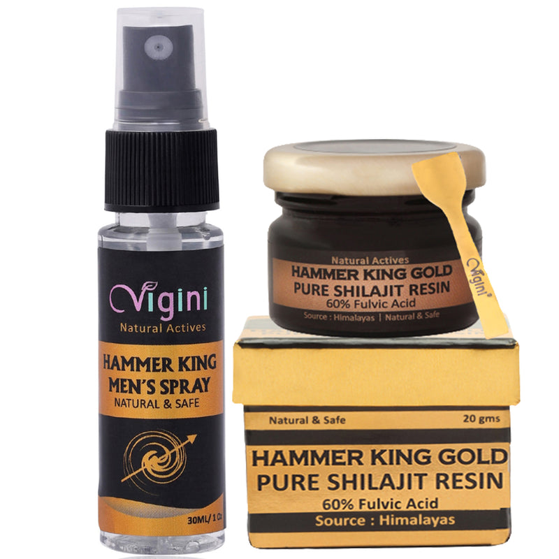 Vigini Hammer King Cfc Free 9Inch Lubricants Sexual Enhancer Delay Spray & Pure Himalayan Shilajit Resin 60% Fulvic Acid Straight Stamina Testosterone Power Booster For Men-50ml