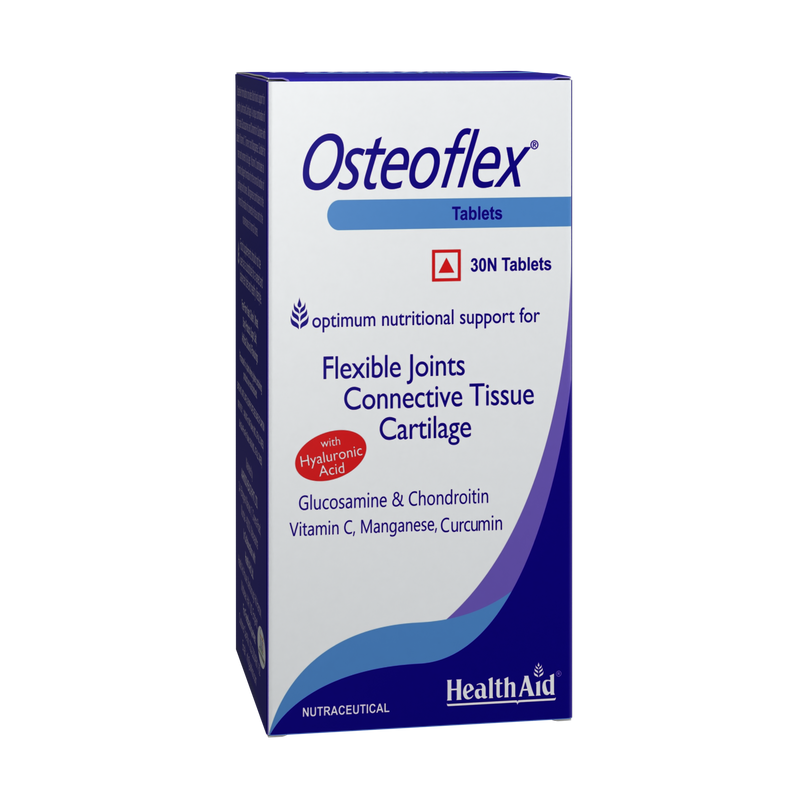 HealthAid I Osteoflex I Glucosamine HCI I Chondroitin Sulphate I Turmeric I Hyaluronic Acid I Vitamin C I Manganese I 30 Tablets