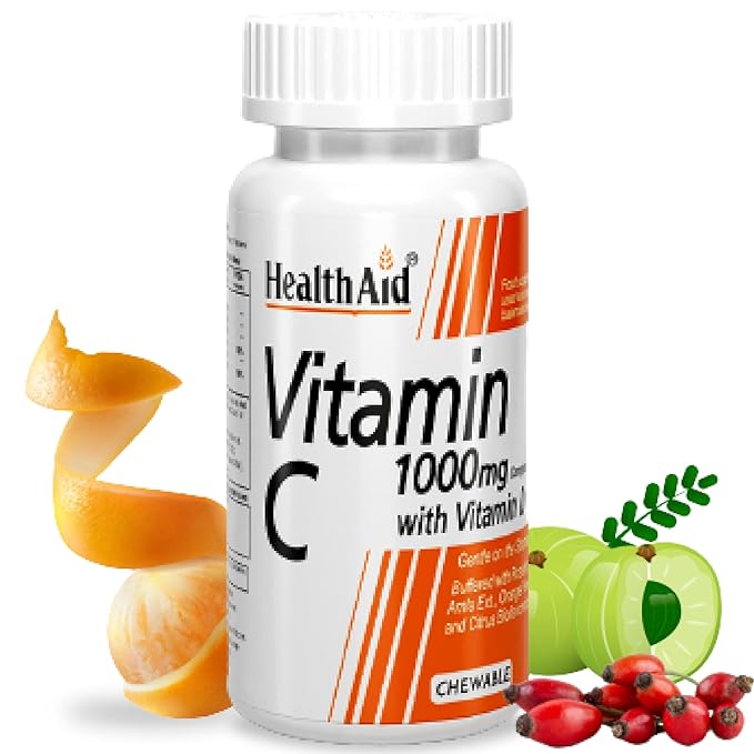 HealthAid I Vitamin C 1000 mg Complex with Vitamin D I 60 Chewable Tablets