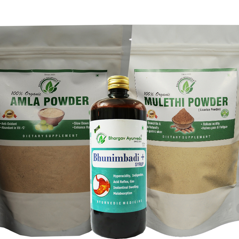 Dr.Bhargav's Amla Powder 100 gms & Bhunimbadi+Syrup 500 ml with Mulethi Powder 100 gms