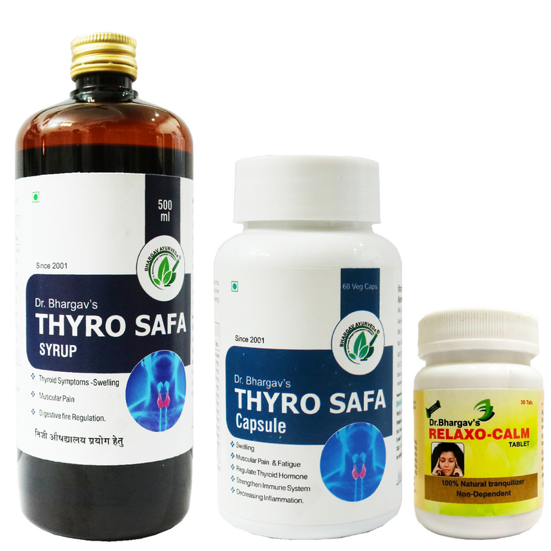 Dr.Bhargav's Thyro Safa Syrup 500 ml & Thyro Safa 60 Capsule & Relaxo Calm 60 Capsule