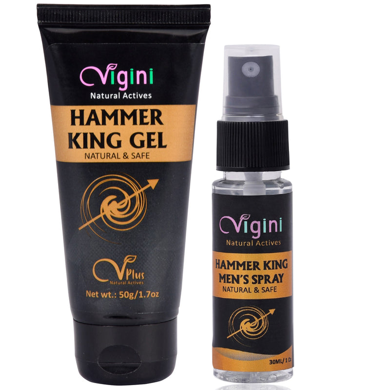 Vigini Hammer King Sexual Lubricant Lube Massage Cream Gel & Shilajit Gold Straight Stamina Testosterone Power Booster Capsule For Men-50ml+30caps