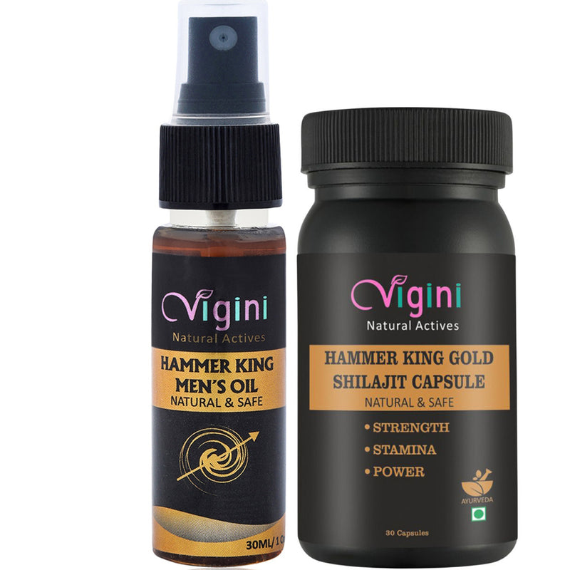 Vigini Hammer King 9Inch Penis Growth Lubricants Lube Sexual Enhancer Delay Massage Oil Long Time  & Shilajit Gold Straight Stamina Testosterone Power Booster Capsule For Men-30ml+30caps