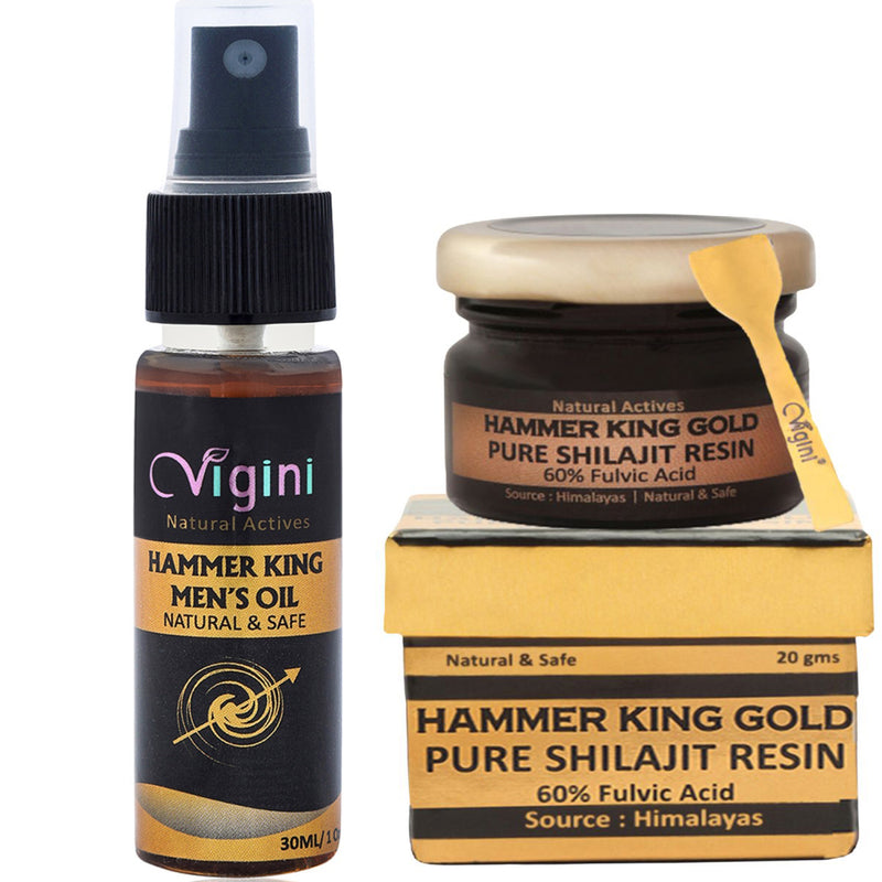 Vigini Hammer King 9Inch Penis Growth Lubricants Lube Sexual Enhancer Delay Massage Oil Long Time  & Pure Himalayan Shilajit Resin 60% Fulvic Acid Straight Stamina Testosterone Power Booster For Men-50ml