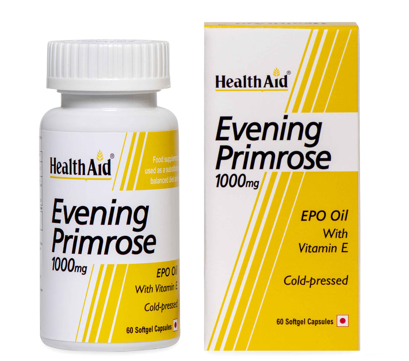 HealthAid I Evening Primrose Oil 1000 mg with Vitamin E I 60 Softgel Capsules