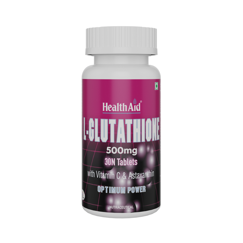 HealthAid I L-Glutathione 500 mg with Vitamin C I Astaxanthin I 30 Tablets