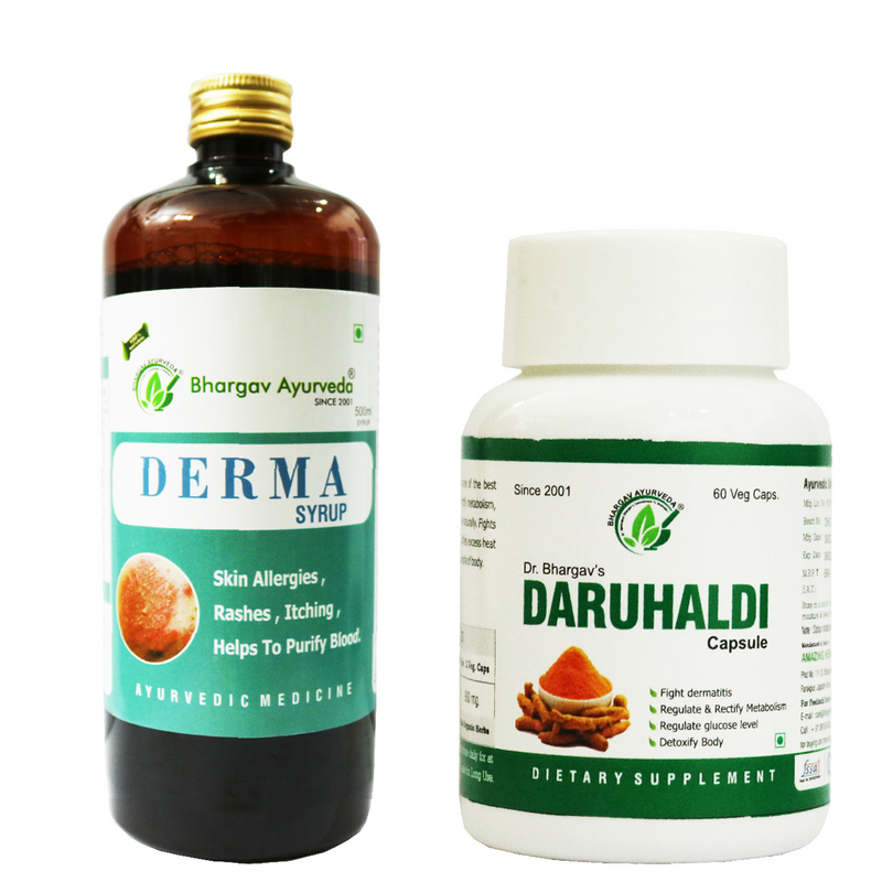 Dr.Bhargav's Derma Syrup 500 ml & Daruhaldi 60 Capsule