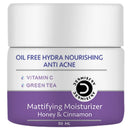 Dermistry Oil Free Hydra Nourishing Mattifying Moisturizer Face Gel | Use Day Night I Pimples Oily Acne Prone Skin I Cinnamon Honey Green Tea Vitamin C Lightweight Non-Greasy Women Men 50 ml