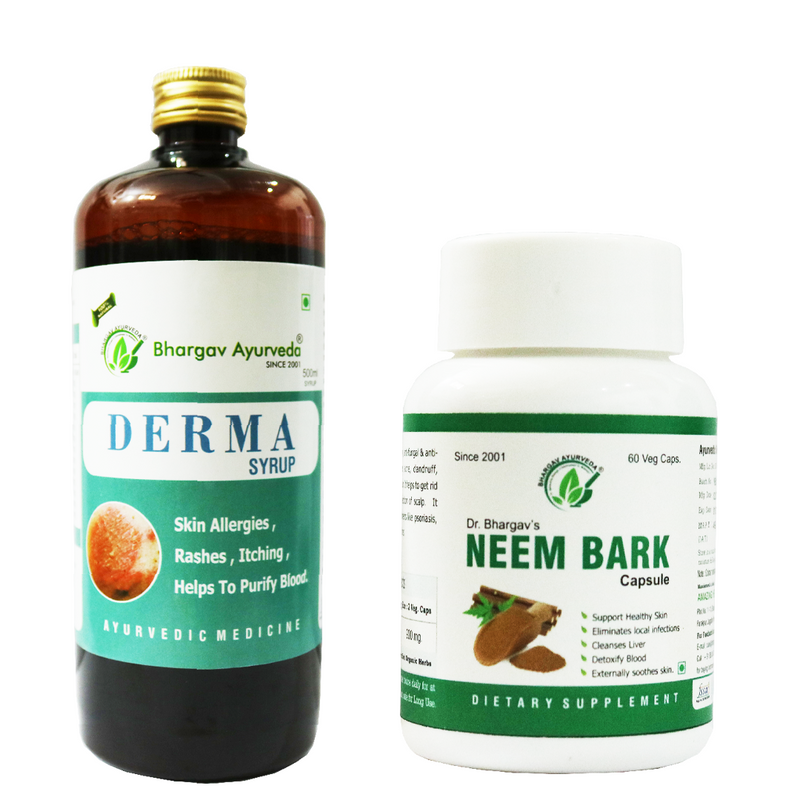 Dr.Bhargav's Derma Syrup 500 ml & Neem Bark 60 Capsule