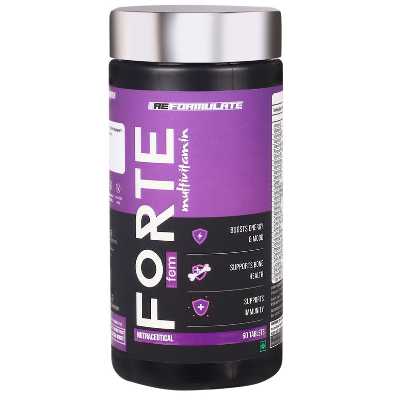 Reformulate I Forte I Fem I Multivitamin I Boosts Energy & Mood I Supports Bone Health I Supports Immunity I Nutraceutical I 60 Tablets