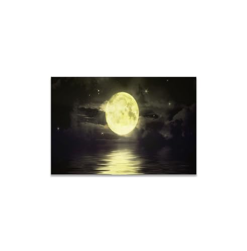 GADGETS WRAP Canvas Gallery Wrap Framed for Home Office Studio Living Room Decoration (17x11inch) - Moon and Stars