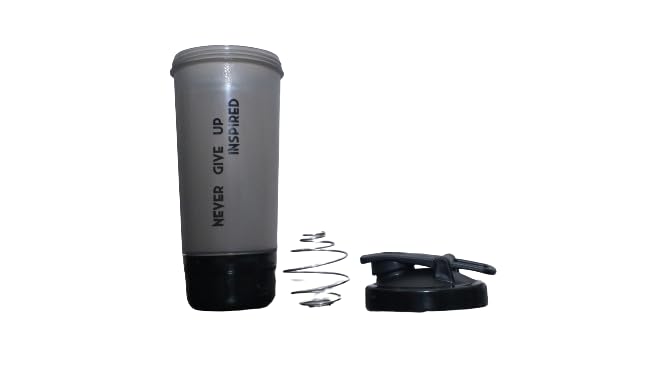 AWARANSIA 600ml Protein Shaker Bottle for Protein Mix with Storage Compartment and Stainless Steel Blender Ball for Pre/Post Workout Drinks, Gym, Cycling (Set of 2)