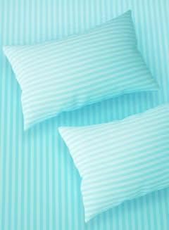 YASHI DECOR 150 TC Glace Cotton Plain Stripe Queen Size Double Bedsheet with 2 Pillow Cover for Home, Hotel, Guest Room (90 X 100) Inch Pack 3 (Sky Blue)