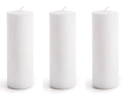 Blue Moon Creations-Pillar Candle White Vanilla Scented Pack of 3, 2 by 6 Inch for Home Decor