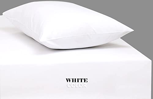 GOLD TEXTILES King White Fitted Sheets Pack of 6 (78x80+14 Inches) Polycotton T200, Percale Weave - Economy Bed Sheet for Home Bedding, Hospital, Massage Table Hotel, Easy Care, Soft Feel (6, King)