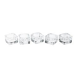 Bundle - 6 Items - Ikea Glimma Unscented Tealights, White, 100 Count with Glasig (5) Pcs. Tealight Holder, Clear Glass