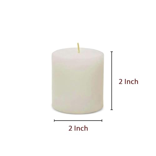 AD Art Creations 2x2 Inch Smokeless & Dripless Unscented White Round Pillar A Grade Perafin Candle 10 Hours Burning Time Decoration, Best Gift, Celebration & Everyday use Pack of 24