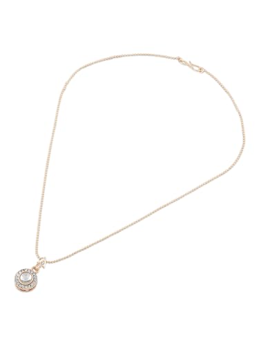 ZAVERI PEARLS Rose Gold Contemporary Austrian Diamond Embellished Round Shape Pendant & Chain For Women-ZPFK16813