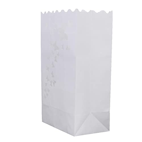 ATORSE® 10Pcs Butterfly Design Candle Bags Candle Lantern Bags White