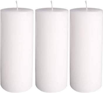 Blue Moon Creations- 3X6 Inch White Pillar Candles Non Scented / Unscented Combo Set Of 3 For Home decor, Decoration, Birthday, Spell, Ritual, Healing, Reiki, Spa, Meditation / SmokeLess/ DripLess/ OdourLess