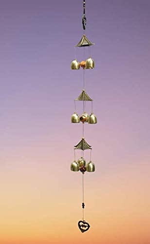 Crafts Collection Store Metallic 3 Steps Wind Chime | Home Garden Decoration Gift Item | 30 inch with 9 Brass Bells