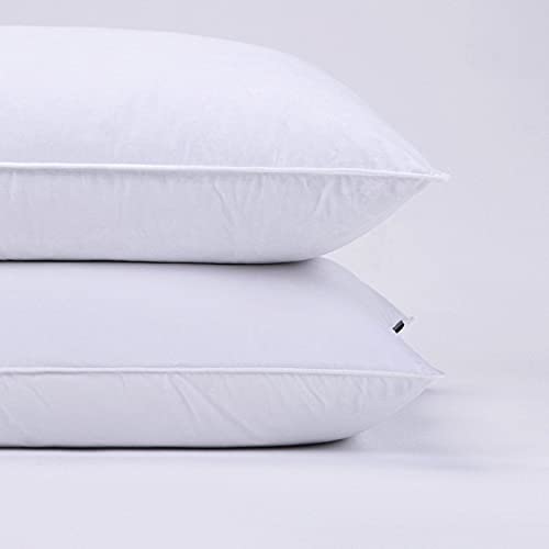 2 Pack Premium White Goose Down Feather Pillows for Back and Side Sleepers, 500 TC, 100% Cotton Fabric, with Pillow Cover, Size 20x30 inch