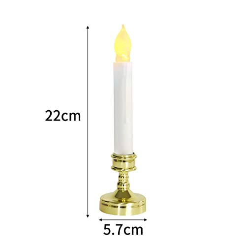 ATORSE® 2Pcs Led Candle Light Window Taper Candles Flickering for Wedding Decoration Aureate