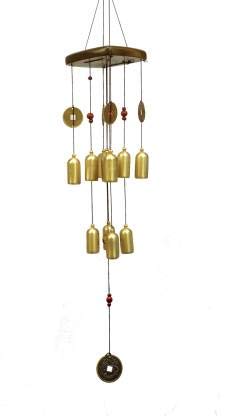 Trusmile™ Feng Shui Home Positive Energy Wooden Windchimes for Balcony Bedroom with Good Sound Vastu Garden Decor Brass Windchime Brass Windchime (25 inch, Gold)